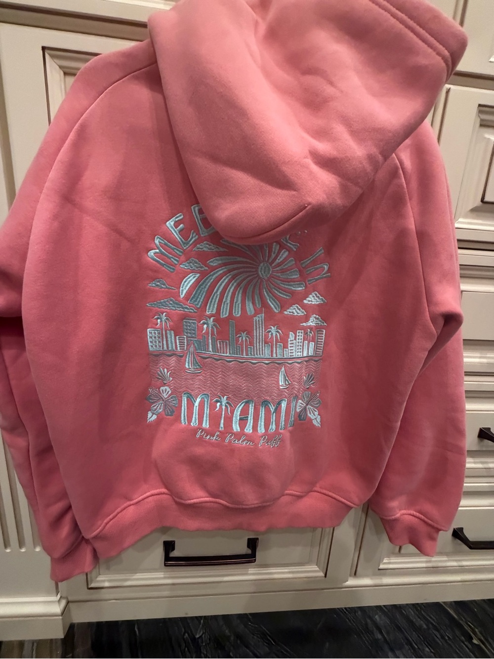 Women’s Pink Miami Graphic Crewneck Hoodie Sweatshirt - Picture 6 of 6